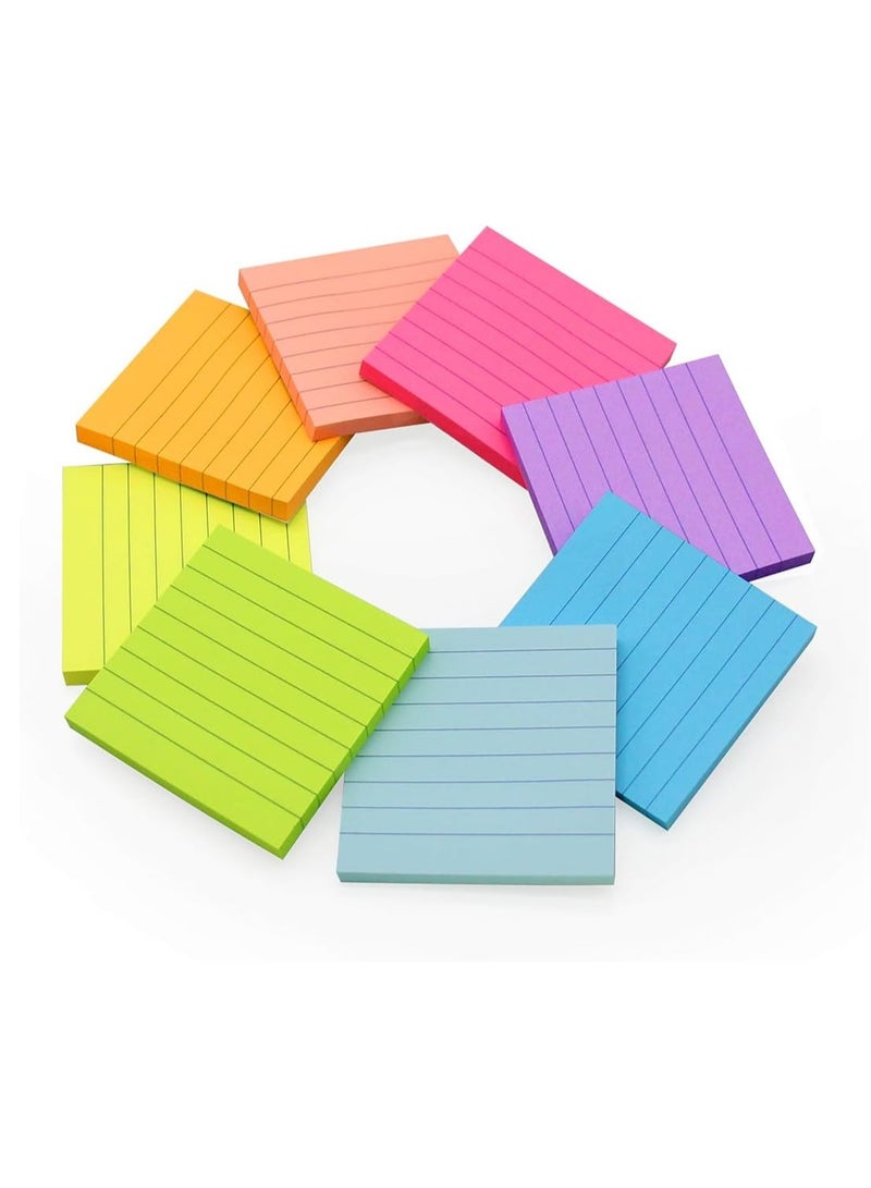 نيمبوت ورق ملاحظات لاصق مسطر مقاس 3 × 3 انش، ورق ملاحظات ملون فائق اللصق، 45 ورقة/لوحة، 8 وسادات في العبوة - Image 4
