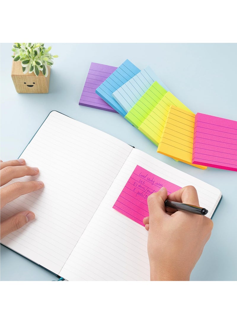 نيمبوت ورق ملاحظات لاصق مسطر مقاس 3 × 3 انش، ورق ملاحظات ملون فائق اللصق، 45 ورقة/لوحة، 8 وسادات في العبوة - Image 5