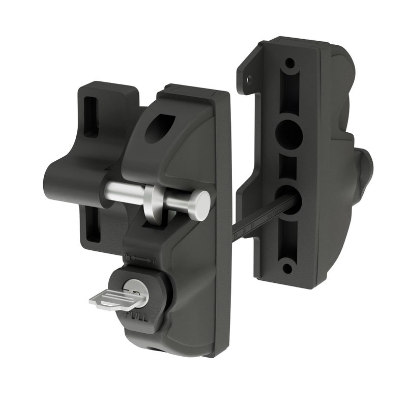 HILLMASTER Key Lockable 2 Way Gate Latch,Key Operates on Both Sides of Gate,2 Sided Gate Fence Lock for Outdoor Gates,Locking Gate Door Lock Fence Latch Gate Hardware for Metal,Wood,Vinyl Fence,Black Finish - Image 1