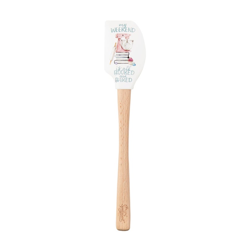 Tovolo Spatulart Booked  Baked Silicone Spatula with Wood Handle  BPA Free HeatResistant Ideal for Baking Mixing  Meal Prep