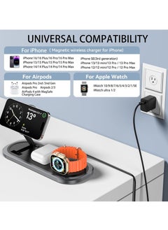 Beauenty 3 in 1 Wireless Charger for iPhone, Foldable Charging Station for Magsafe for iPhone 16/15/14/13/12/Pro Max/Pro/Mini/Plus, Apple Watch 10/9/8/7/SE/6/5/4/3/2/1/Ultra2/Ultra, AirPods pro/2/3/4 (Black)  - Image 2