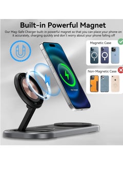 Beauenty 3 in 1 Wireless Charger for iPhone, Foldable Charging Station for Magsafe for iPhone 16/15/14/13/12/Pro Max/Pro/Mini/Plus, Apple Watch 10/9/8/7/SE/6/5/4/3/2/1/Ultra2/Ultra, AirPods pro/2/3/4 (Black)  - Image 4