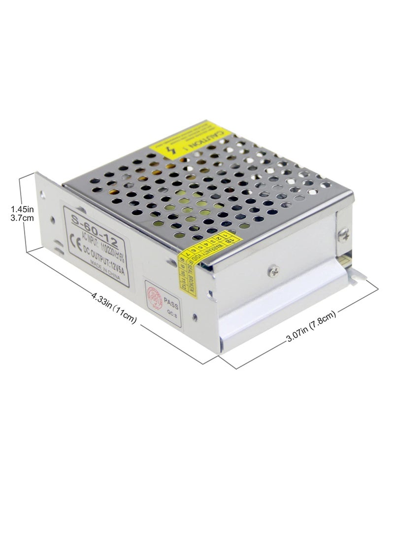 جوميز محول طاقة 12 فولت 5 أمبير 60 واط عالمي، محول تحويل من تيار متردد 110-220 فولت إلى تيار مستمر 12 فولت 5 أمبير، سائق LED لشريط الإضاءة، نظام كاميرا CCTV، ونظام قفل ذكي - Image 2