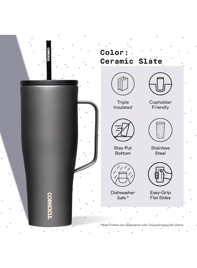 Corkcicle 30oz Tumbler With Handle, Ceramic Slate, Reusable Water Bottle, Triple Insulated Stainless Steel Travel Mug, BPA Free, Keeps Beverages Cold 12 Hours, Tumbler with Lid and Straw, Cold Cup XL - Image 4