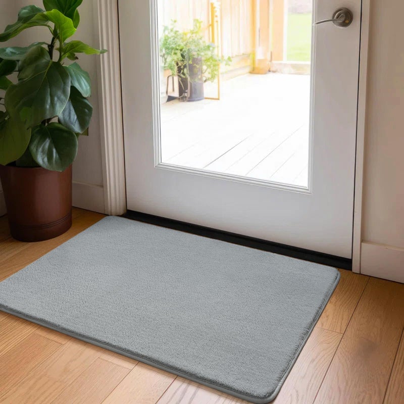 HOMORE 2x3 Small Grey Rug, Soft Memory Foam Rugs for College Dorm, Throw Bedside Rug for Bedroom, Non Slip Washable Rugs for Indoor Entryway Entrance Kitchen - Image 1