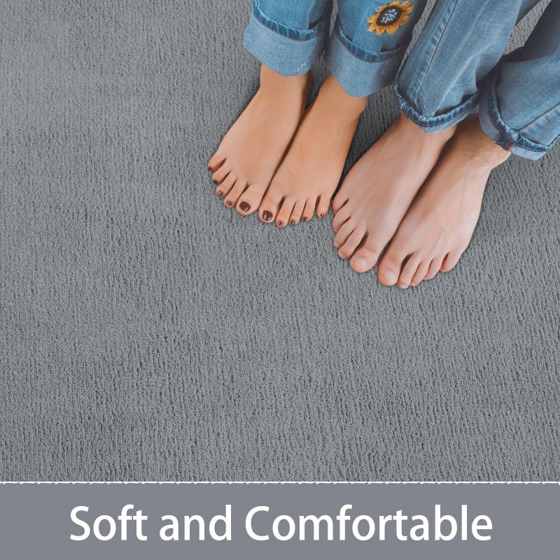 HOMORE 2x3 Small Grey Rug, Soft Memory Foam Rugs for College Dorm, Throw Bedside Rug for Bedroom, Non Slip Washable Rugs for Indoor Entryway Entrance Kitchen - Image 5