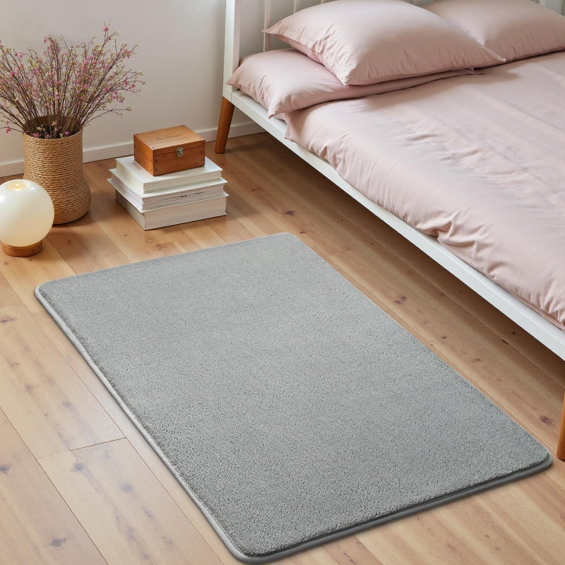 HOMORE 2x3 Small Grey Rug, Soft Memory Foam Rugs for College Dorm, Throw Bedside Rug for Bedroom, Non Slip Washable Rugs for Indoor Entryway Entrance Kitchen - Image 2