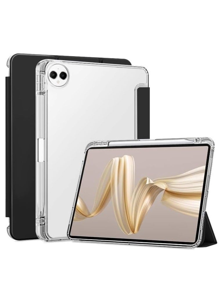 عام متوافق مع غلاف Huawei MatePad Pro بحجم 12.2 بوصة 2024 (MRO-W00/W10)، غلاف رقيق من TPU مع حامل قلم، غلاف خلفي شفاف صلب مع وظيفة إيقاظ/نوم تلقائي وحامل. - Image 1