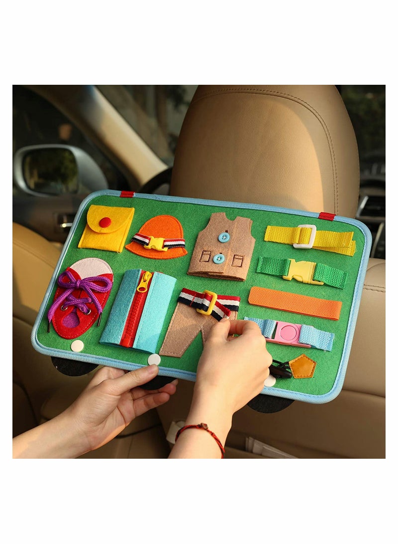 Excefore Toddler Busy Board 14 in 1 Activity Board, Montessori Sensory Toy for Fine Motor Skills, Learning Toy for Airplane or Car Travel, Preschool Educational Gift for Kids, Garbage Car Style - Image 2