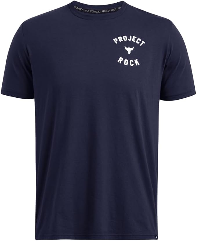 Under Armour Men's Project Rock 7 Short Sleeve T Shirt, (410) Midnight Navy / / White, X-Small - Image 3