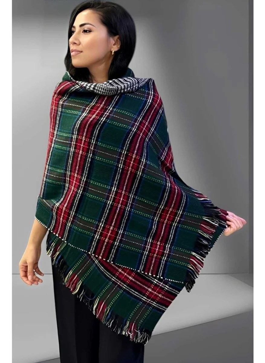 Tezzgelsin Women's Double-Sided Plaid Patterned Soft Shoulder Shawl Scarf (70CM x 180CM)