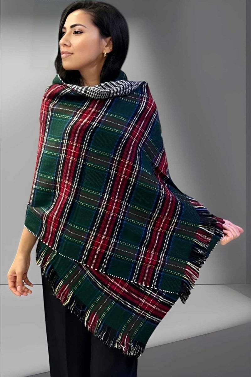 Tezzgelsin Women's Double-Sided Plaid Patterned Soft Shoulder Shawl Scarf (70CM x 180CM)  - Image 1