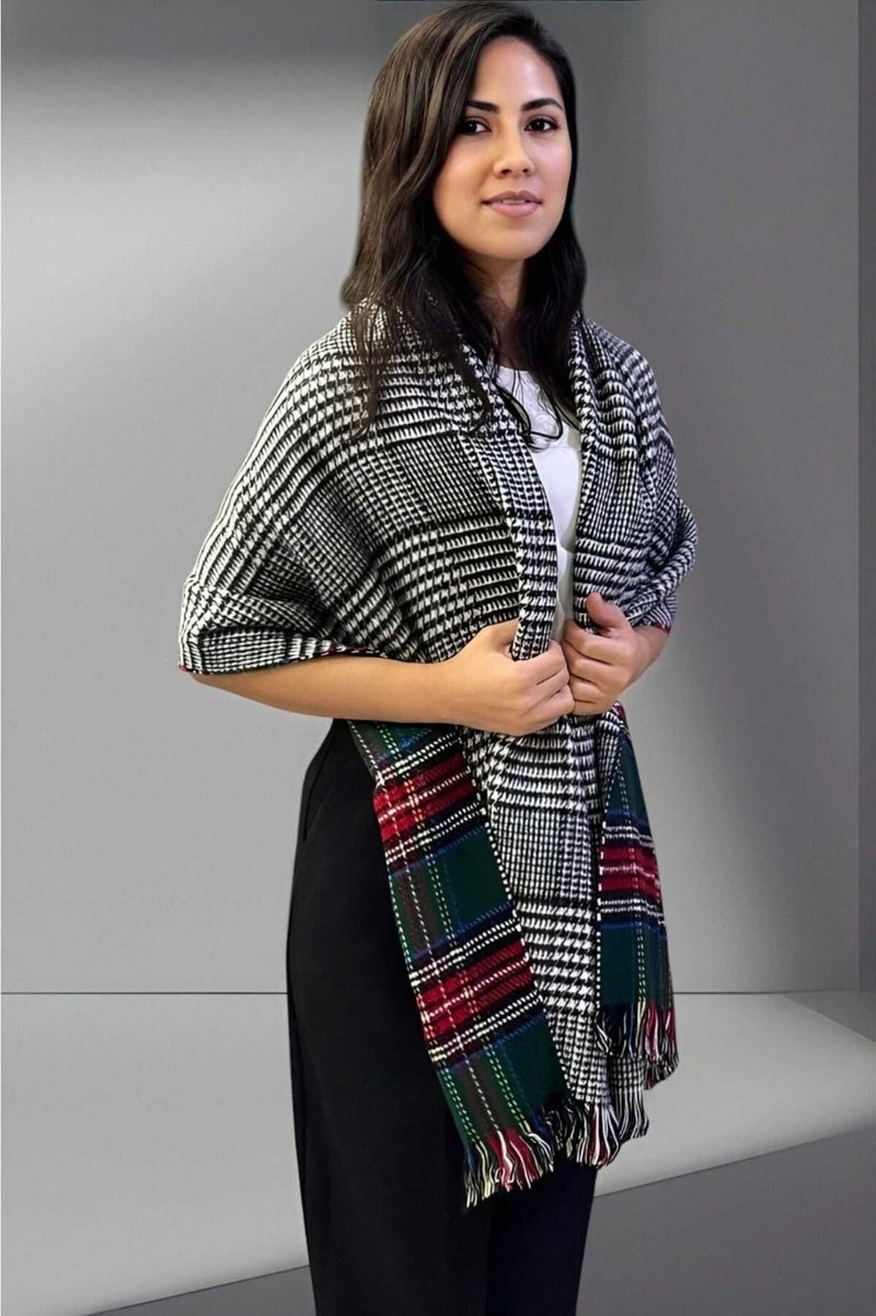 Tezzgelsin Women's Double-Sided Plaid Patterned Soft Shoulder Shawl Scarf (70CM x 180CM)  - Image 4