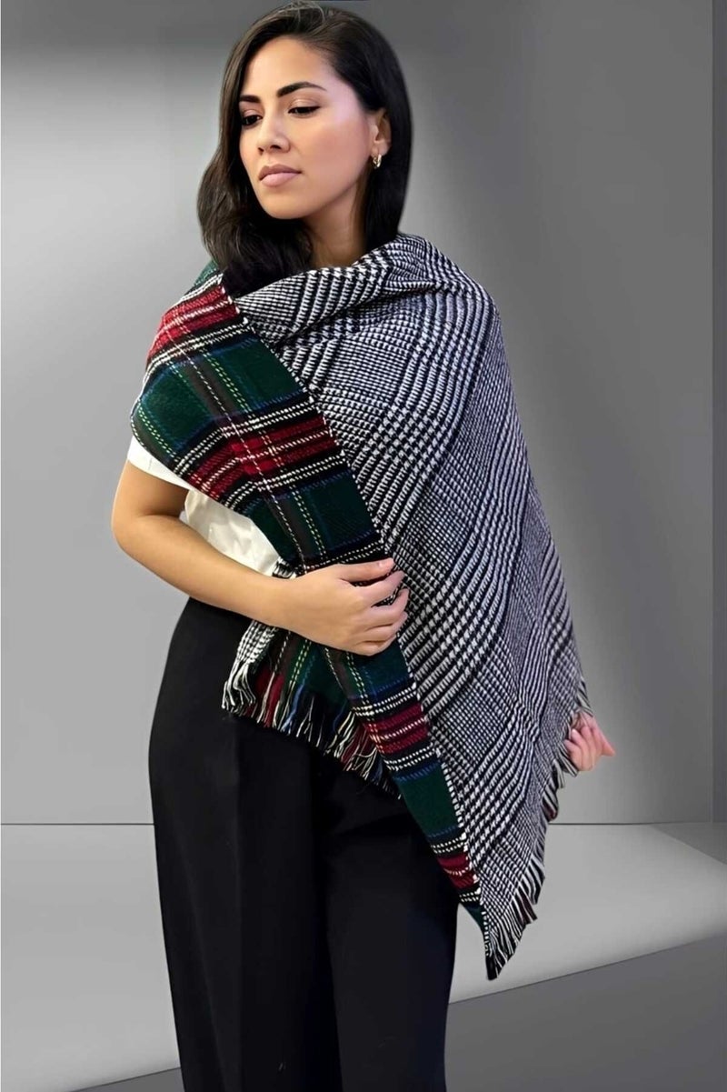 Tezzgelsin Women's Double-Sided Plaid Patterned Soft Shoulder Shawl Scarf (70CM x 180CM)  - Image 5
