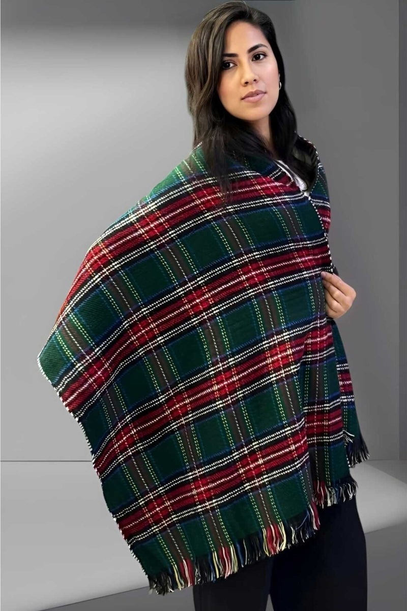 Tezzgelsin Women's Double-Sided Plaid Patterned Soft Shoulder Shawl Scarf (70CM x 180CM)  - Image 2