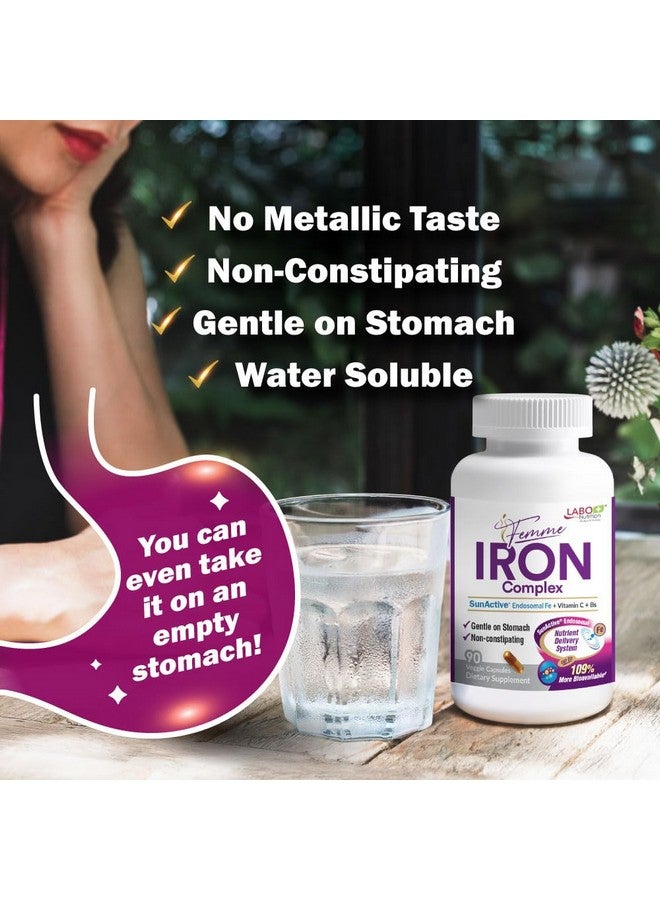 LABO Nutrition Femme Iron Endosomal SunActive, Non-Irritating 15mg Iron Supplement for Blood Builder, Vegan, Gentle, No Metallic Aftertaste, Non Constipating, Ideal for Sensitive Stomachs, 90 Count - Image 2