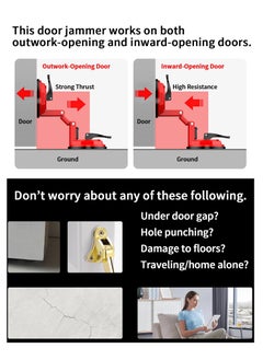 SYOSI Portable Door Stopper, Security Door Jammer for Inward & Outward Opening Doors, Double Suction Cups, Anti-Theft Door Stopper, Travel for Hotel, Apartment, Women, Red Alloy  - Image 2