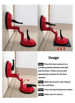 SYOSI Portable Door Stopper, Security Door Jammer for Inward & Outward Opening Doors, Double Suction Cups, Anti-Theft Door Stopper, Travel for Hotel, Apartment, Women, Red Alloy  - Image 3