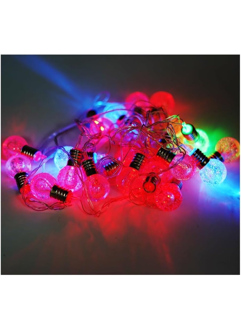 ALLTEC Multi Colour LED Crystal Globe String Lights, 4 Meter, 20 LED Bulbs, Indoor and Outdoor Decorative Lighting - Image 1