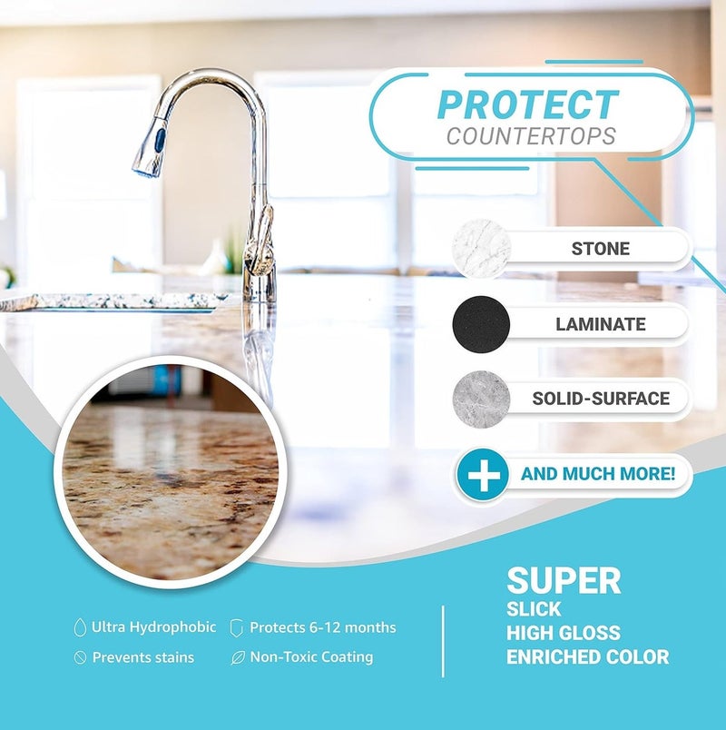Lifeproof Home Multi-Surface Ceramic Coating Spray Kit 8oz Nanotechnology Protective Seal for Stainless Steel, Glass & Countertops, Water Repellent Shine & Long-Lasting Surface Protection - Image 4