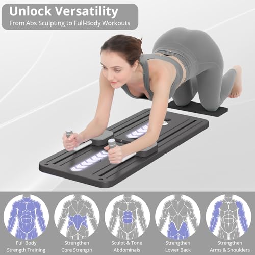 JANUA Pilates Board - Pilates Reformer Set, Multi-Purpose Foldable Pilates Reformer Board for Home, 5 in 1 Pilates Sliding Board (Black) - Image 3