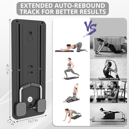 JANUA Pilates Board - Pilates Reformer Set, Multi-Purpose Foldable Pilates Reformer Board for Home, 5 in 1 Pilates Sliding Board (Black) - Image 5