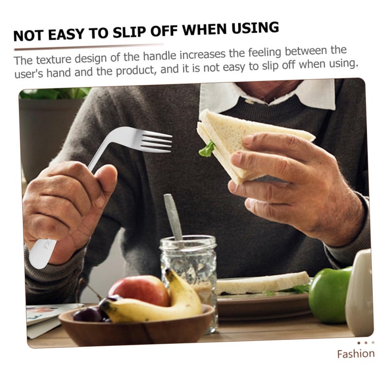 Angled Stainless Steel Adaptive Utensils Ergonomic Grip For Elderly Dining Aid - Image 4