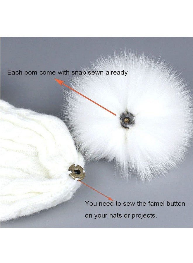 LFOUVRE Pack Of 6 Detachable Faux Fox Fur Pom Poms For Hats With Snap 4.3Inch/11Cm Diy Handmade Accessories (Black) - Image 3