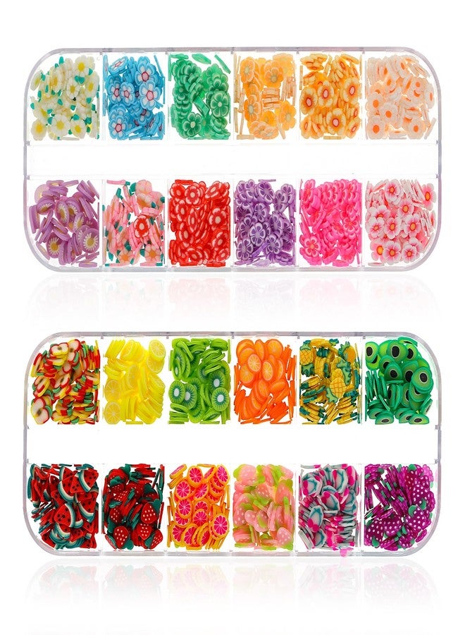 Simarro 2 Boxes Fruit Slices Polymer Clay Slices 3D Colorful Art Supplies for Slime Crafts Nail Art Decorations Lip Gloss Making DIY Supplies, 6-8mm - Image 1