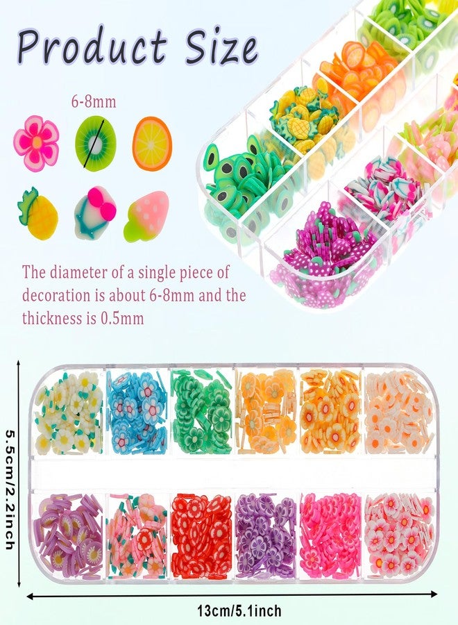 Simarro 2 Boxes Fruit Slices Polymer Clay Slices 3D Colorful Art Supplies for Slime Crafts Nail Art Decorations Lip Gloss Making DIY Supplies, 6-8mm - Image 2