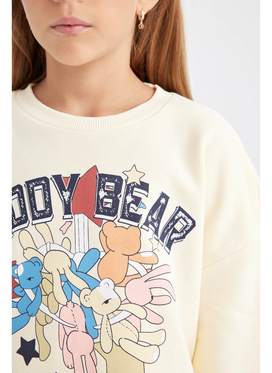 DeFacto Girl Printed Crew Neck Thick Sweatshirt Jogger Sweatpants 2 Piece Set  - Image 5