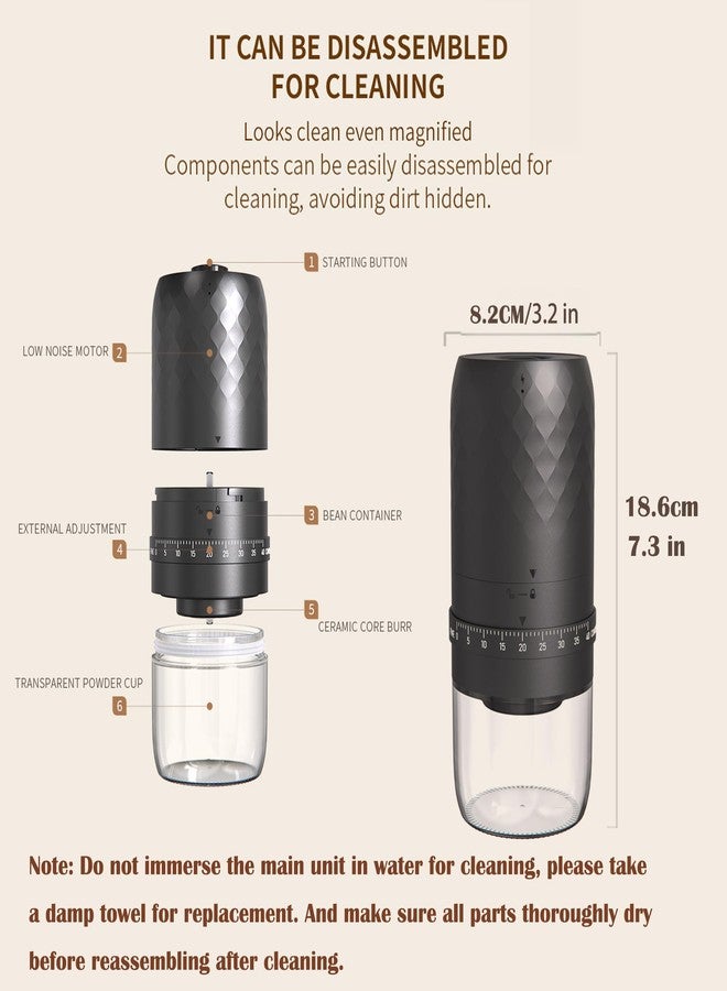 SIGBOT Coffee Grinders for Home Use - 40 Adjustable Settings, Portable Coffee Bean Grinder with Cleaning Brush, Espresso Grinder for Travel, Camping, Home & Office. - Image 4