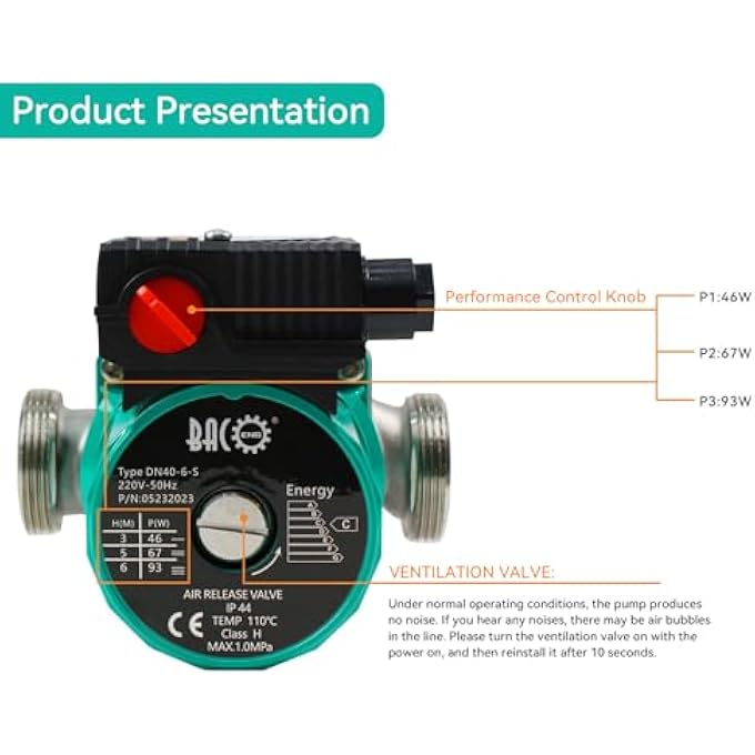 STAINLESS STEEL CENTRAL HEATING PUMP HOT WATER CIRCULATOR PUMP, 1-1/2" 220V BSP BOILER RADIATOR CIRCULATION PUMP FOR SOLAR HEATER CIRCULATOR, RS25-6 - Image 3