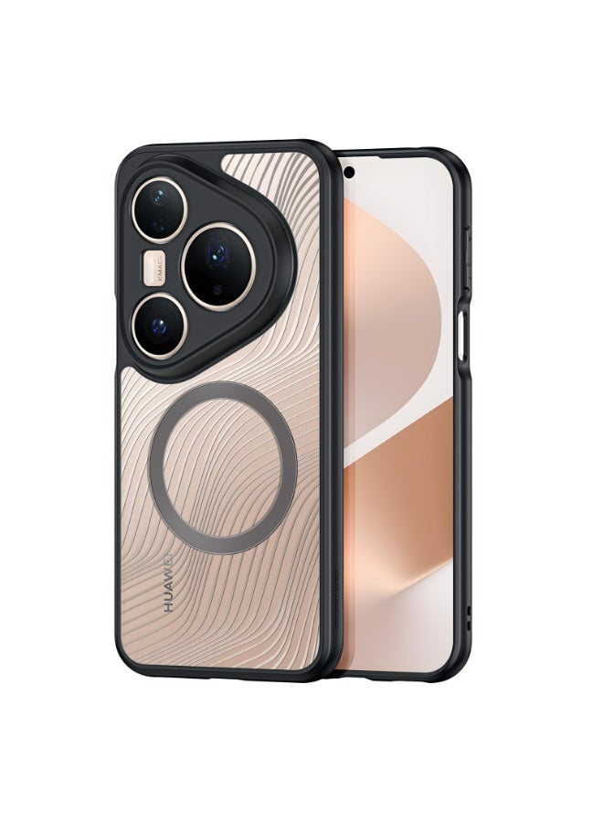 general Magnetic Case Compatible with Huawei Pura 80 Pro/Pro+, Flowing Lines Matte Frosted Clear Back Cover Anti-Fingerprint Anti-Drop PC+TPU Shockproof Protective Cover - Image 1