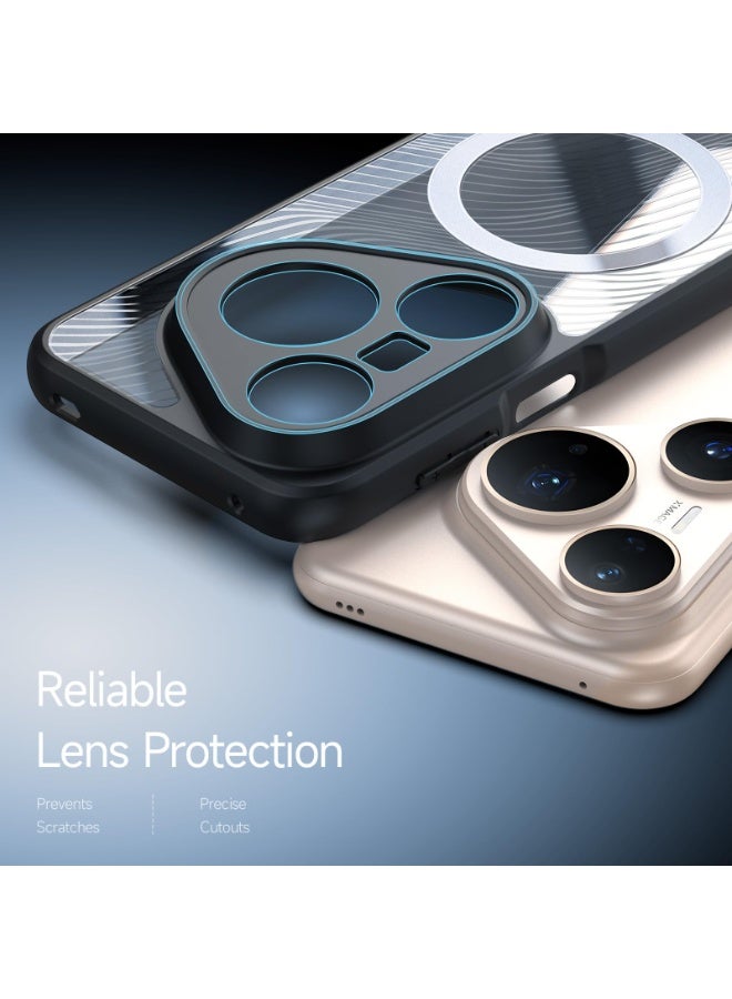 general Magnetic Case Compatible with Huawei Pura 80 Pro/Pro+, Flowing Lines Matte Frosted Clear Back Cover Anti-Fingerprint Anti-Drop PC+TPU Shockproof Protective Cover - Image 5