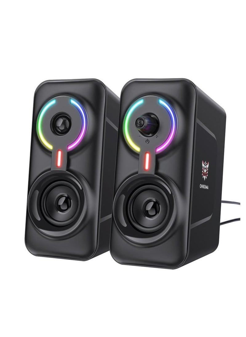 onikuma - Wired/Wireless Bluetooth RGB Light PC Speakers,LED Subwoofer Deep Bass Gaming Speakers Desktop,Computer,Notebook - Image 1