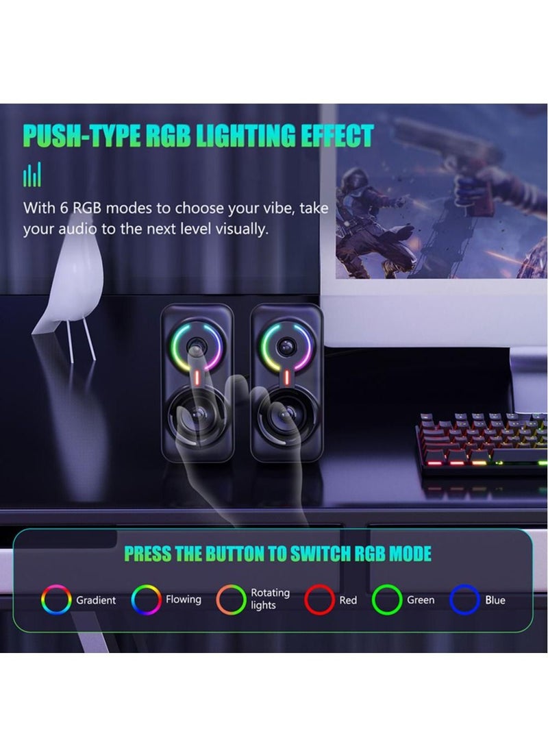 onikuma - Wired/Wireless Bluetooth RGB Light PC Speakers,LED Subwoofer Deep Bass Gaming Speakers Desktop,Computer,Notebook - Image 1