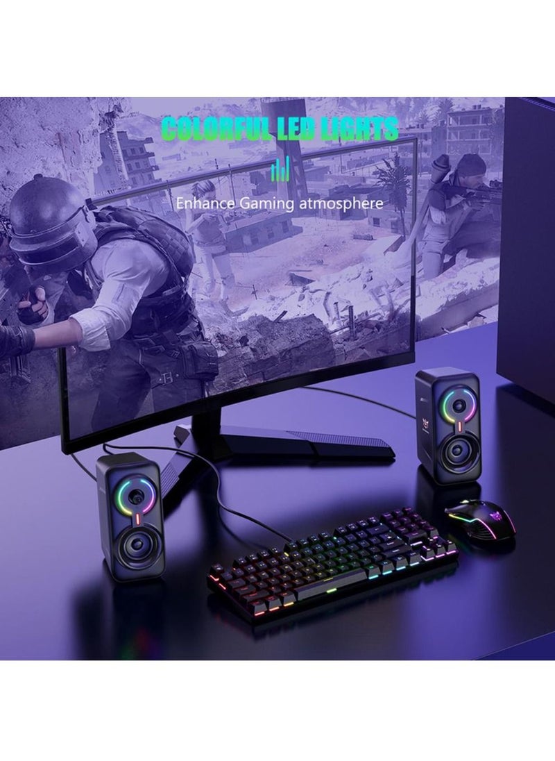 onikuma - Wired/Wireless Bluetooth RGB Light PC Speakers,LED Subwoofer Deep Bass Gaming Speakers Desktop,Computer,Notebook - Image 1