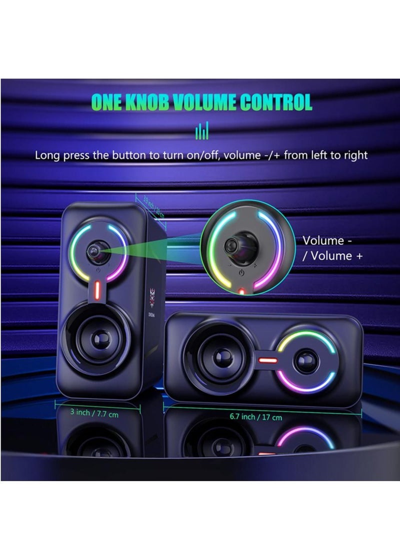 onikuma - Wired/Wireless Bluetooth RGB Light PC Speakers,LED Subwoofer Deep Bass Gaming Speakers Desktop,Computer,Notebook - Image 1