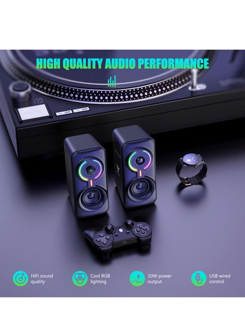 onikuma - Wired/Wireless Bluetooth RGB Light PC Speakers,LED Subwoofer Deep Bass Gaming Speakers Desktop,Computer,Notebook - Image 1