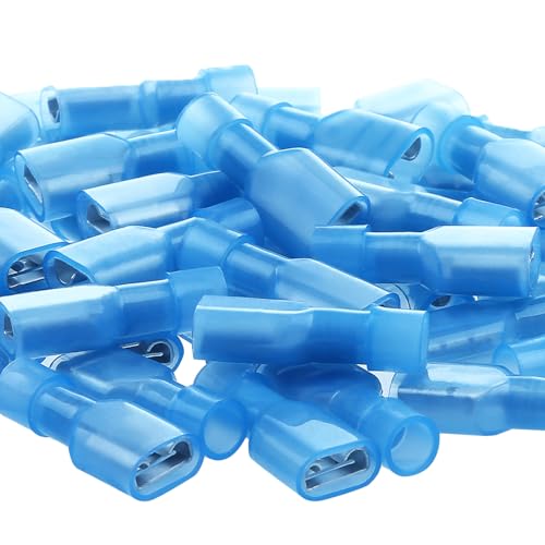 AIRIC UL Listed Blue Female Spade Connector 16-14 AWG, 100 Pcs Nylon Electrical Crimps Terminal Connectors for Speaker Auto Stereo Wiring Connect Quick Disconnect Crimp Terminals for 16,14 Gauge Wire - Image 1