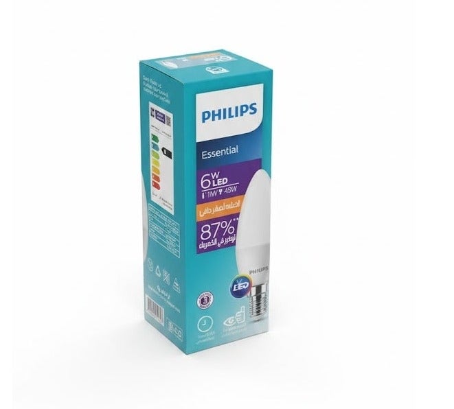 Philips LED Bulb E14 6W , Energy Saving Light Bulb, Bright Warm Yellow Lighting 2700K, 620 Lumens, Standard E27 Base, Long Lifespan, Eco-Friendly Lighting - Image 2