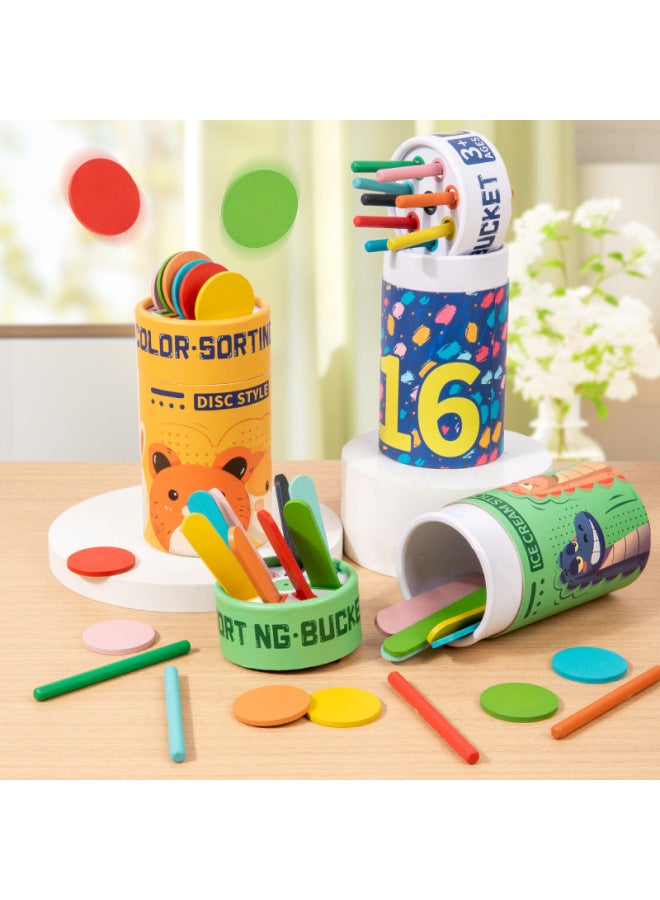 Loquat Wooden Kindergarten Puzzle Color Classification Bucket Cognitive Color Matching Exercise Thinking Sensory Training Toys-Specifications:Ice Cream Stick Color Classification Tube 0.1kg - Image 4