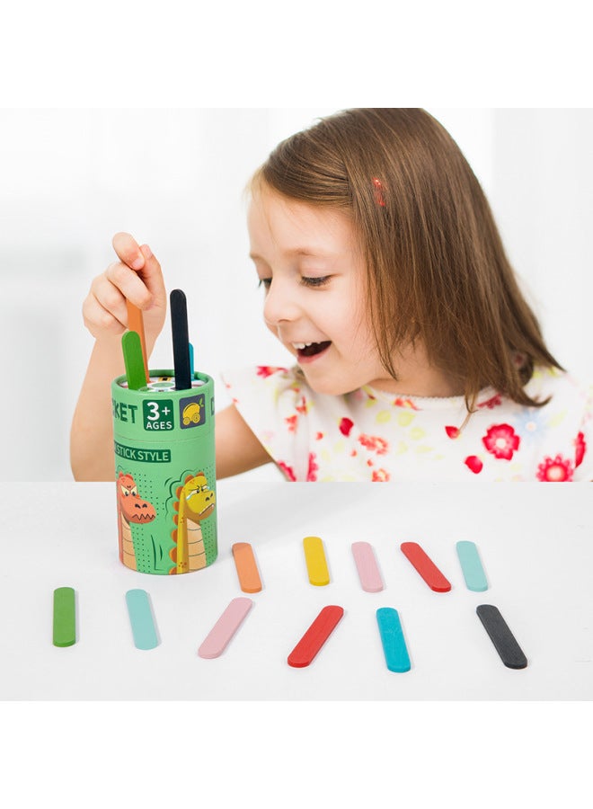 Loquat Wooden Kindergarten Puzzle Color Classification Bucket Cognitive Color Matching Exercise Thinking Sensory Training Toys-Specifications:Ice Cream Stick Color Classification Tube 0.1kg - Image 5