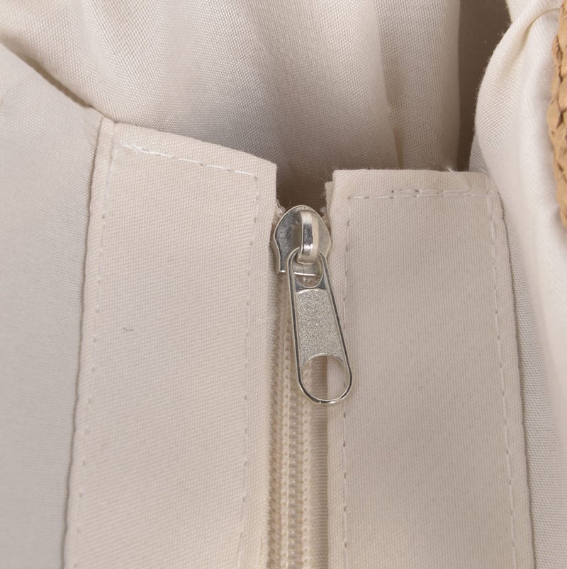 QZUnique Hand-woven Straw Bag Women Summer Beach Handbag Casual Satchel Retro Top Handle Tote Clutch - Image 4