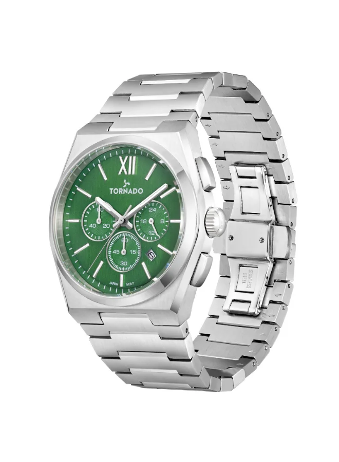 تورنيدو Tornado Aurora Nova Men's Multi Function Green Dial Watch - T24105-SBSH