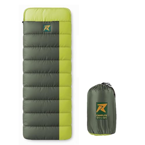 Rocksport Camplite +8°C to +20°C Rectangular Shape Sleeping Bag for Camping, Hiking, Indoor & Outdoor, Warm Sleep Bag l Free Adventure Pass(Yellow/Army Green STR) - Image 1
