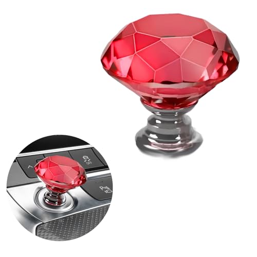 enttgo Car Start Button with PushtoStart Rocker Lever Engine StartStop Joystick and Full Metal Ballbar Starter Cover for Decorative Accessories Diamond Red - Image 1