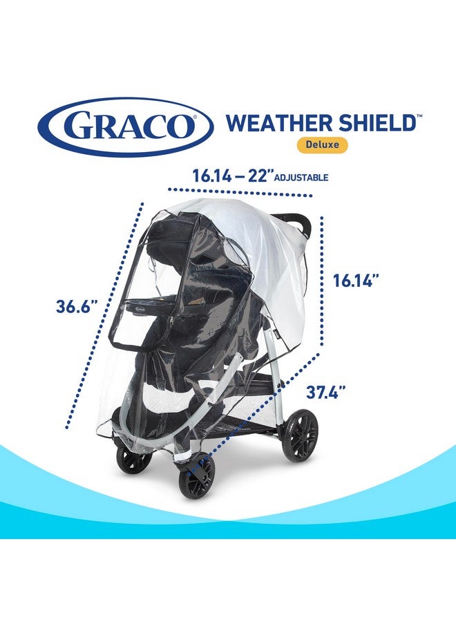 GRACO Graco Univeral Deluxe Weather Shield with Zippered Window, Baby Rain Cover, Universal Size to fit Most Stollers, Waterproof, Windproof, Ventilation, Protection, Shade, Umbrella, Pram, Vinyl, Clear - Image 4