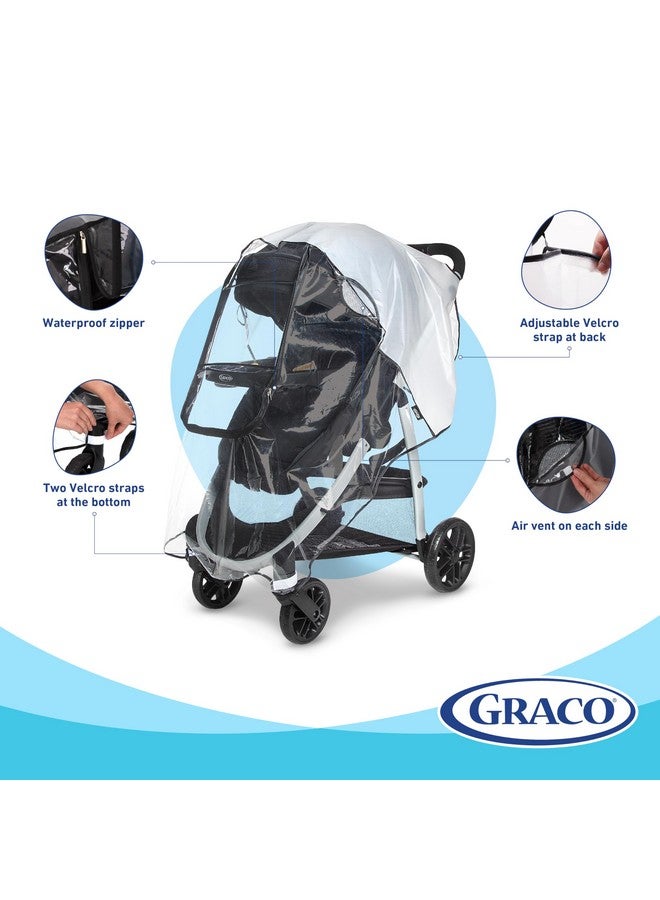 GRACO Graco Univeral Deluxe Weather Shield with Zippered Window, Baby Rain Cover, Universal Size to fit Most Stollers, Waterproof, Windproof, Ventilation, Protection, Shade, Umbrella, Pram, Vinyl, Clear - Image 2